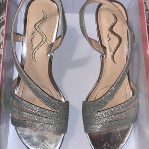 silver strappy heels size 8